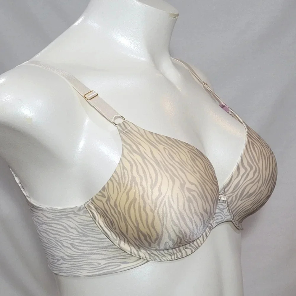 34DD Vanity Fair 75345 Beauty Back Full Coverage UW Bra Gray Zebra NWT - Picture 2 of 3